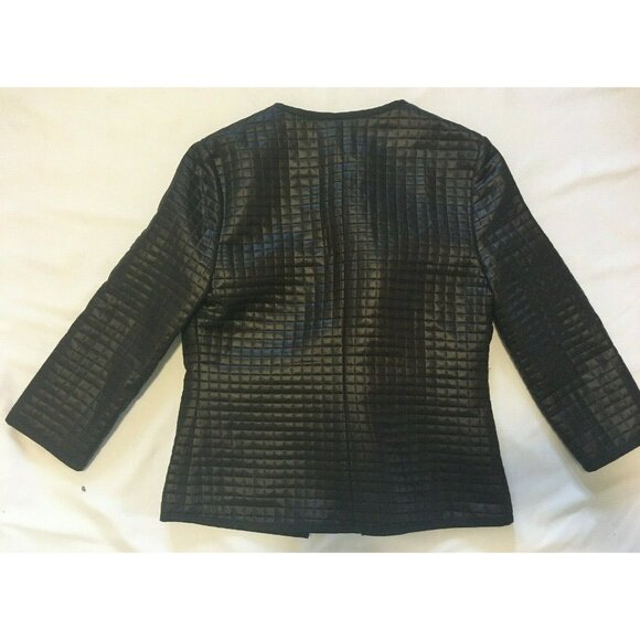 Baia Women's Jacket Black Size 2 Designer 3/4 Sleeve Full Zip Quilted Effect - Picture 4 of 13